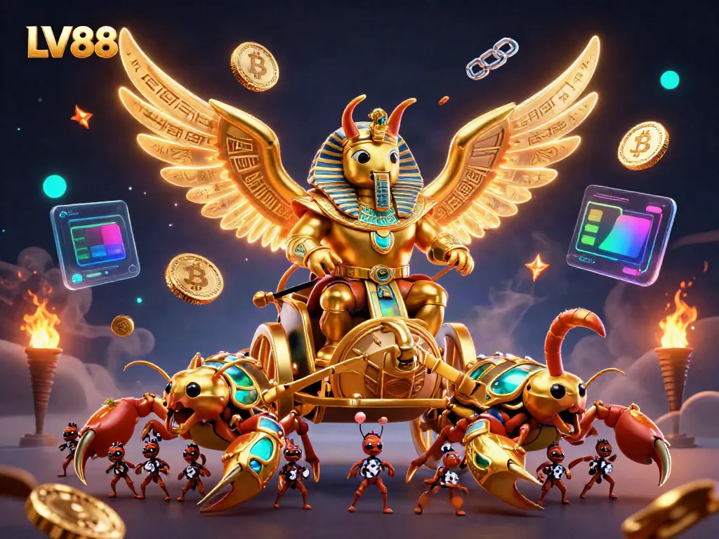 Engage in the thrilling world of LV88 with an exceptional 3D golden scarab beetle and dynamic gaming elements.