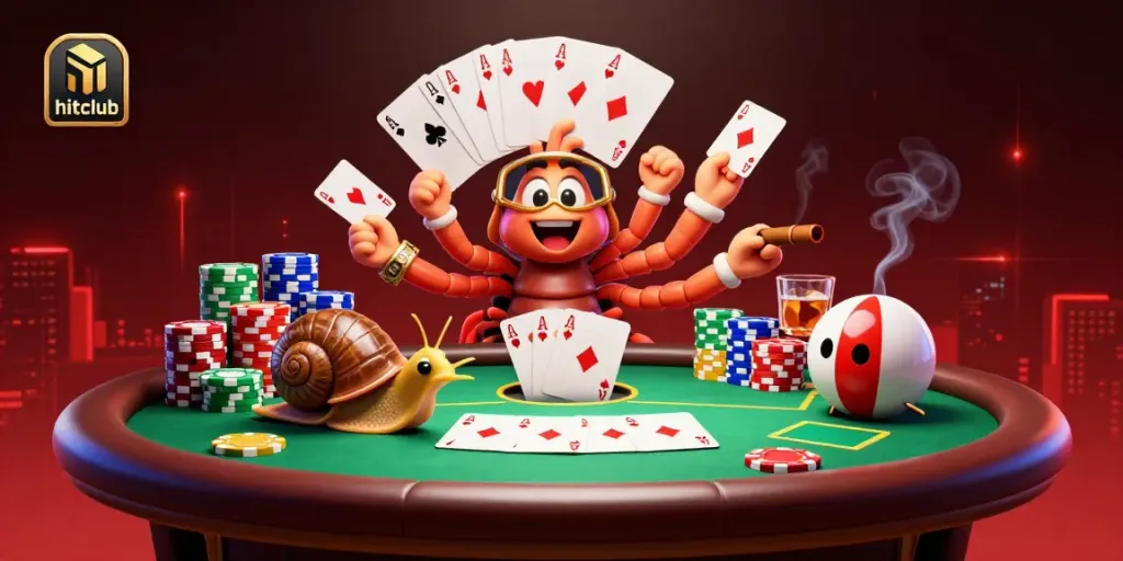 Engage in thrilling gameplay with hitclub's vibrant casino scene featuring a millipede dealer and chip stacks.