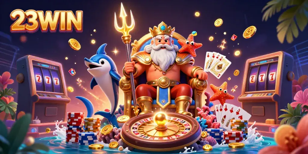 Experience winning fun at 23WIN with Neptune and vibrant casino elements.