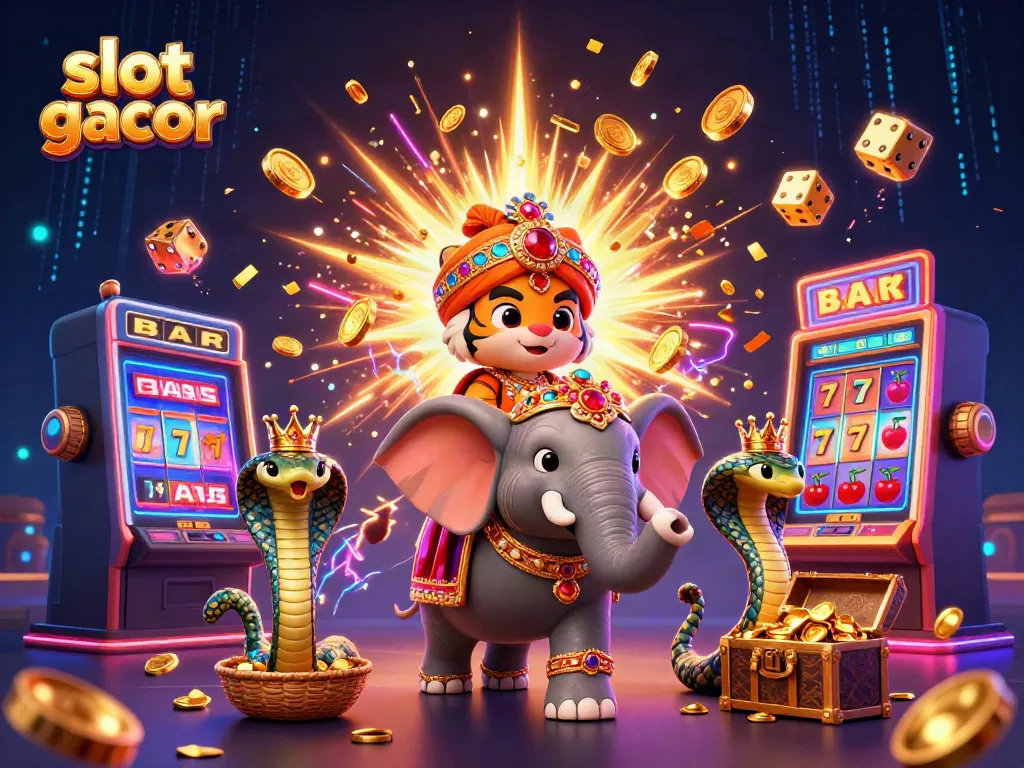 Experience thrilling wins with slot gacor, showcasing vibrant casino elements in an exhilarating 3D scene.